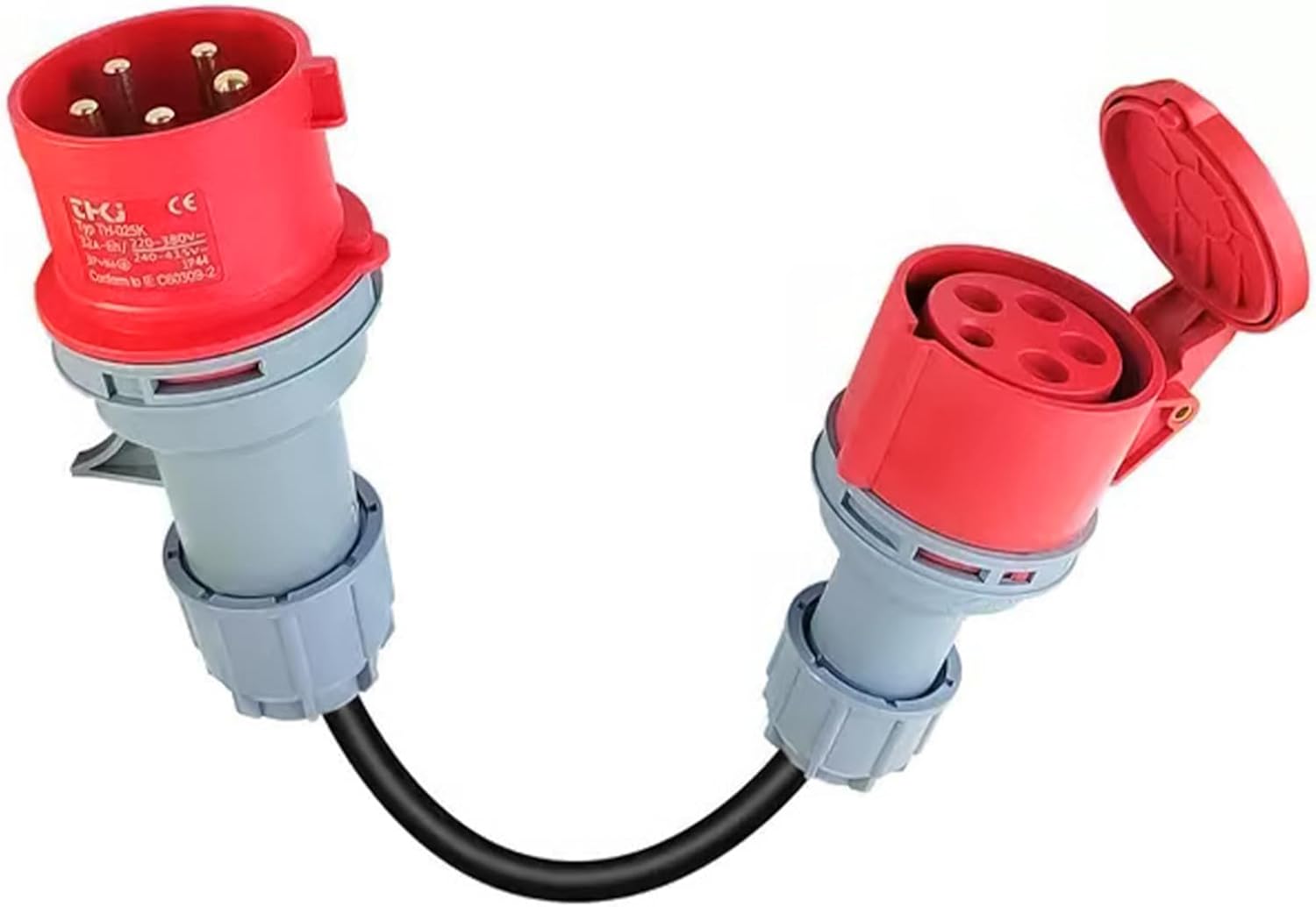 Adaptateur Cee 32 A Vers 16 A, 5 Phases, Adaptateur Haute Intensité Avec Câble De 50 Cm, 5 Câbles D'Alimentation De 2,5 Mm², 16 A, 415 V, Indice De Protection Ip44, Pour Ateliers, Chantiers Et Industr
