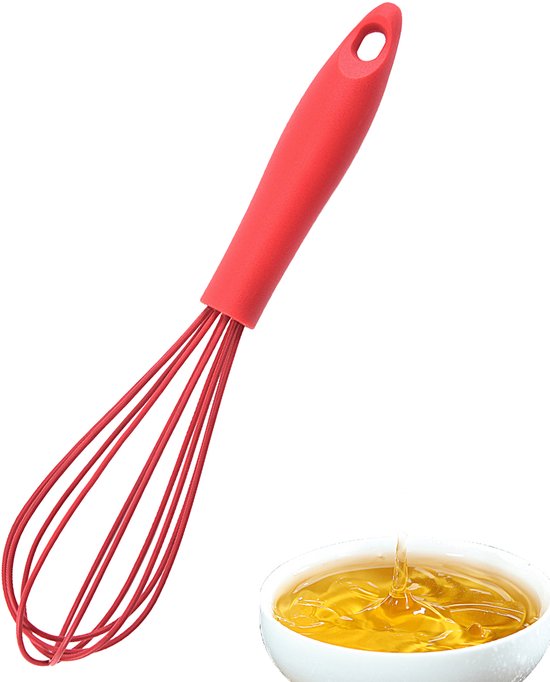 Silikon-schneebesen – Küchenhelfer – Frühstückszubereitung – Hitzebeständiges Material – 26 Cm – Rot