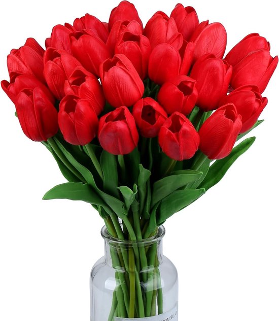 15 Realistische Künstliche Tulpen Für Brautsträuße, Partydekoration Und Heimdekoration - Perfekt Für Kreative Projekte Und Veranstaltungen (rot)