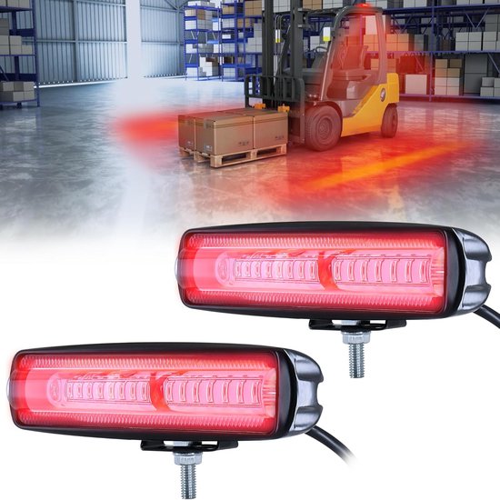 Set Mit 2 30w Led-sicherheitsleuchten Für Gabelstapler - Warnleuchten Für Lkw - Dc 12-80 V (rot)