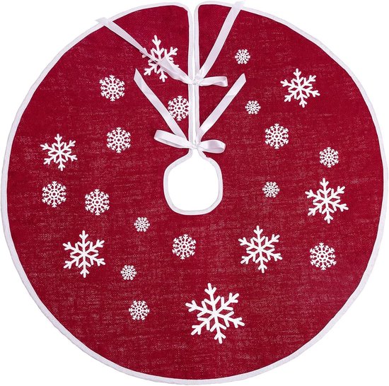 75 Cm Weihnachtsbaumdecke Aus Roter Jute, Weihnachtsbaumteppich, Ornamente, Dekoration Für Weihnachten