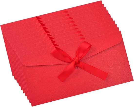 10 Mini Umschläge Mit Schleifenverschluss Für Karten, Geschenke & Hochzeiten Rot