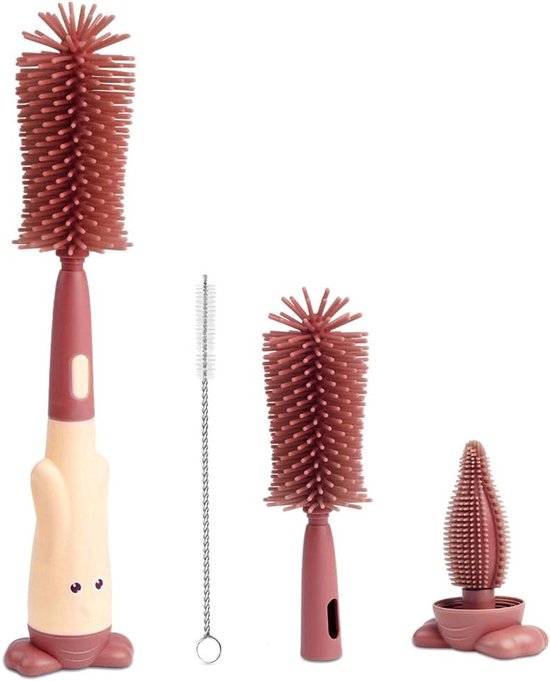 Flaschenbürste 3-in-1-bürste Zur Reinigung Von Flaschen Und Saugern Aus Silikon Geeignet Für Wasserflaschen Babyflaschen Gläser Und Thermobecher 28,5