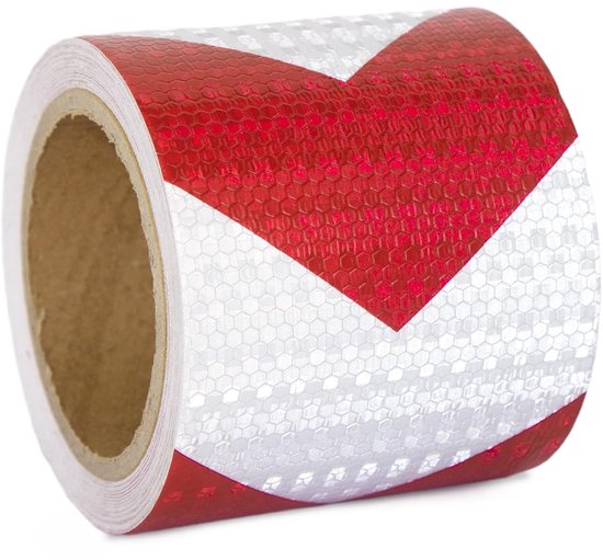 Reflektierendes, Rot-weißes Band, 10 Cm X 10 M – Selbstklebend, Für Fahrzeuge, Autos, Anhänger, Außenbereich