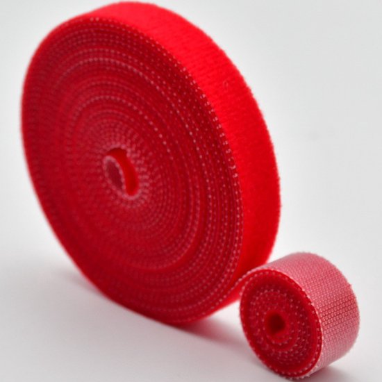 6 Wiederverwendbare Klettbänder, Kabelbinder, Klettverschluss-kabelmanagementband, Zuschneidbar, Stark Und Langlebig, Rot - 10 Mm Breite (5 Meter)