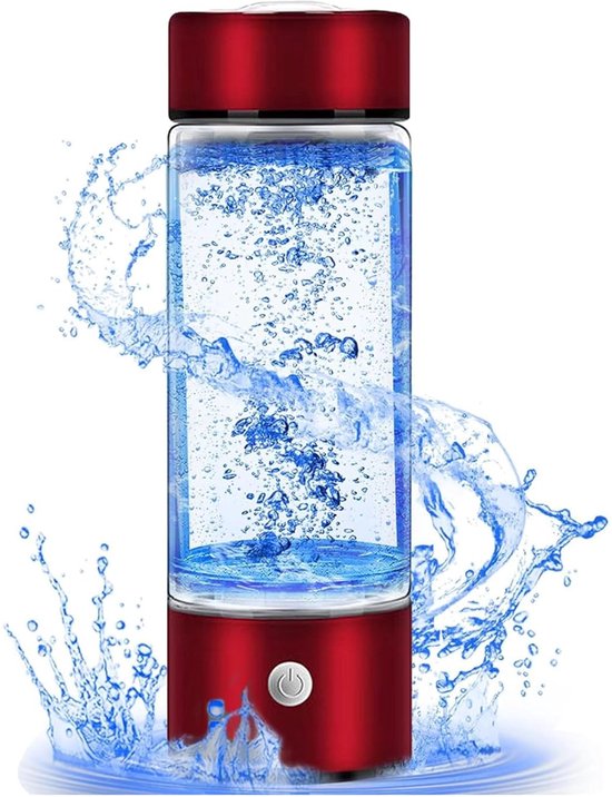 Wasserstoff-wasserflasche, 420 Ml Tragbarer Wasserstoffionisator, Usb-wiederaufladbarer Wasserstoffwassergenerator, Glas-gesundheitsbecher Für Zuhause, Büro Und Reisen (rot)