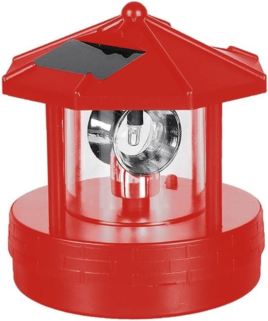Solar-leuchtturm – Dekorative Lampe – Gartenleuchte – 360°-drehung – 13 X 11 X 11 Cm – Rot