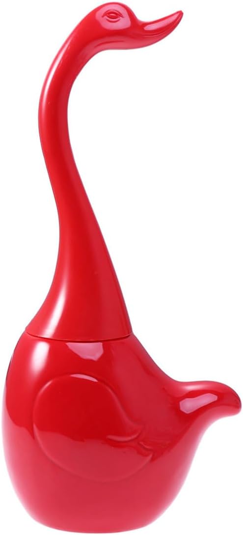 Rotes, Schwanenförmiges Toilettenbürsten-set Aus Kunststoff Und Keramik, Kompakt Und Praktisch, Für Badezimmer Oder Hotel, Verhindert Wasserspritzer
