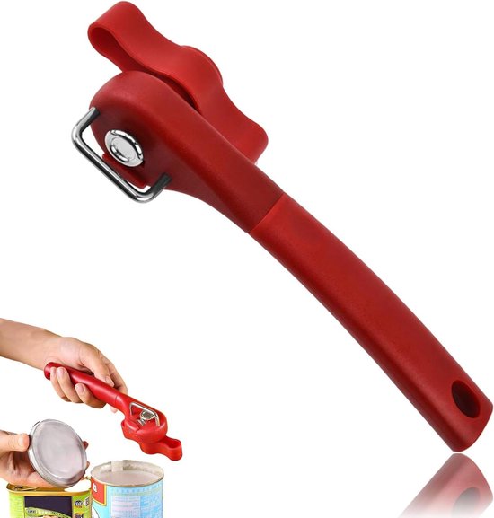 Allecto Plus Dosenöffner Aus Edelstahl Ohne Scharfe Kanten Ergonomisches 2-in-1-design Ideal Für Restaurants Und Küchen Rot Öffnet Dosen Mühelos