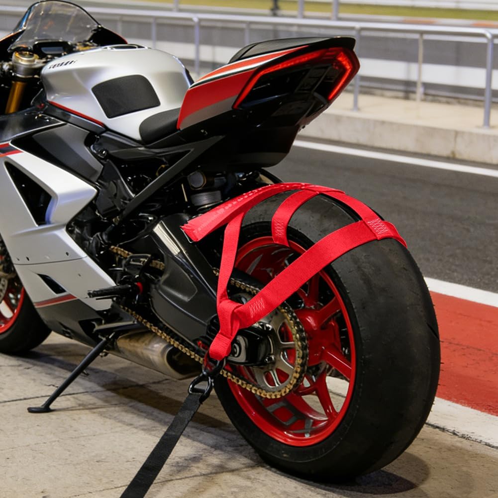 Motorrad-anhängergurt, Universal-spanngurt Für Motorrad-hinterrad, Fahrzeug-spanngurt Für Hinterradreifen – Rot