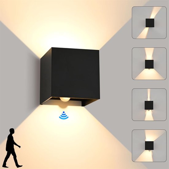 Bewegungsmelder-wandleuchte Ip65 Wasserdicht Led Verstellbarer Lichtkegel Energieeffiziente Außenbeleuchtung Für Den Innen Und Außenbereich 12 W 3000
