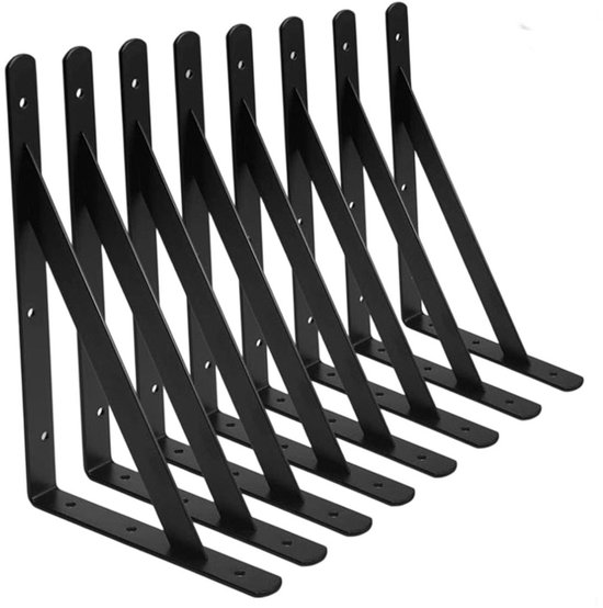 Wand- Und Eckwinkel – 10 Stück, Dreieckige Halterungen 150 X 95 Mm, Inklusive Schrauben – Stahlkonstruktion – Für Den Innen- Und Außenbereich – Schwarz