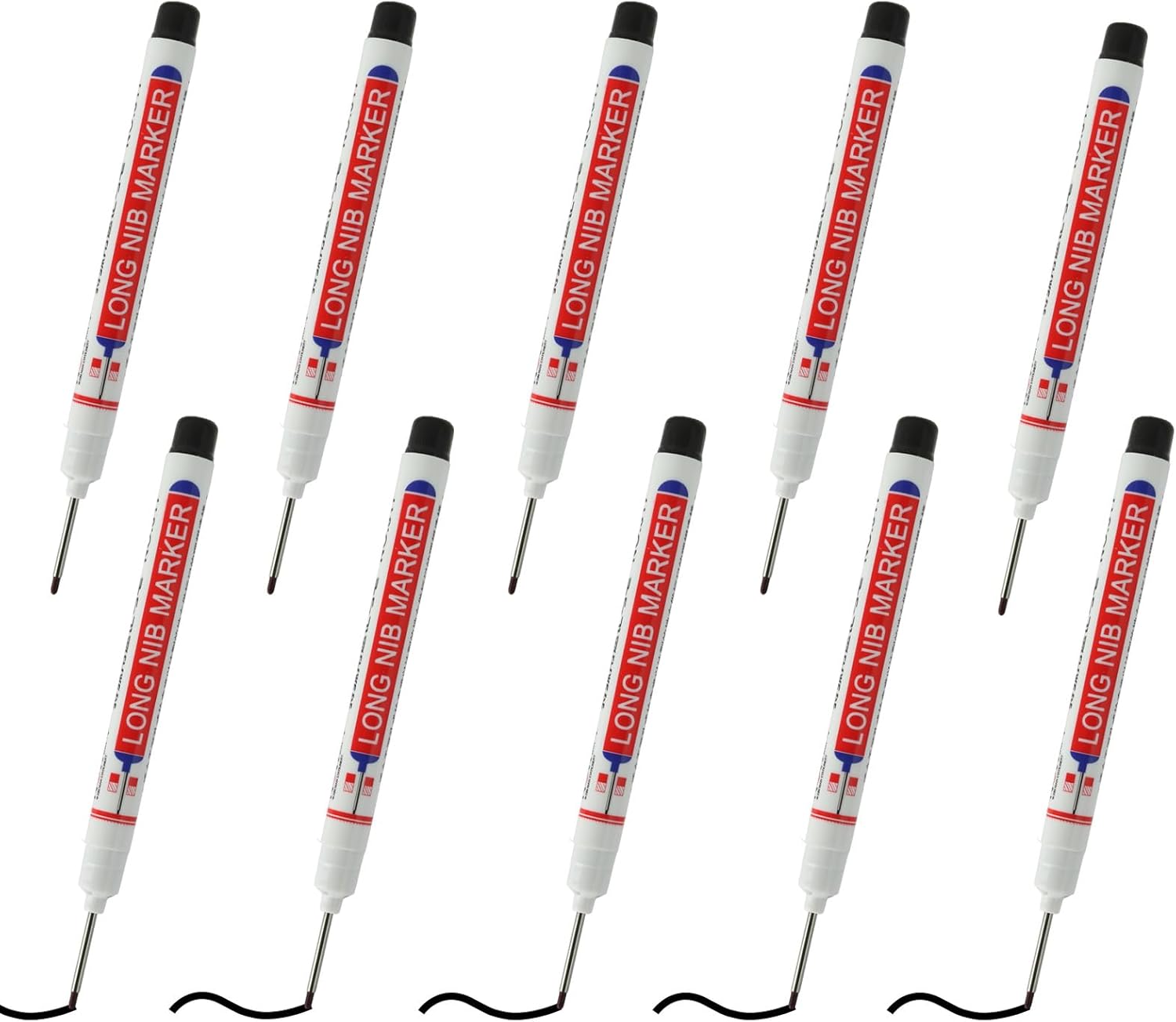10 Stück Wasserfeste Stifte Mit 20 Mm Langer Spitze, Baustifte, Schwarze Lochmarker, Zimmermannsmarker, Geeignet Zum Markieren Von Metall, Holz Und Glas