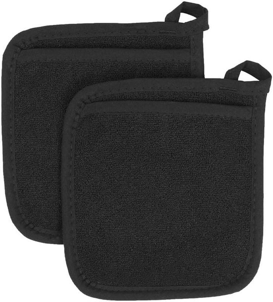 Set Mit 4 Ofenhandschuhen Aus Strapazierfähiger Baumwolle Ergonomisches Design Komfortabler Griff Pflegeleicht Maschinenwaschbar 18 X 18 Cm Schwarz