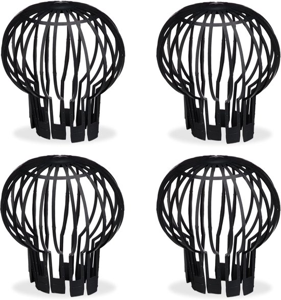Fallrohrschutz, 4er-set, Ø 12 Cm, Kunststoffkugel-drahtgewebe, Laubfänger, Dachrinnenschutz, Schwarz