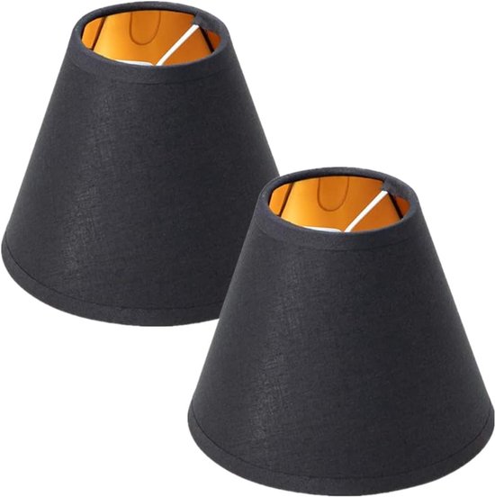 Set Mit 2 Trommelförmigen Lampenschirmen Aus Canvas-stoff, E27-fassung, Zweigmotiv, 15 × 8 × 13 Cm, Schwarz – Ersatzschirm Für Stehlampen Und Nachtlichter