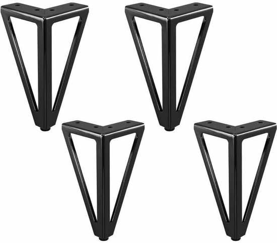 4 Schwarze Ersatz-möbelfüße Aus Metall, 15 Cm, Für Möbel, Schränke, Sofas Und Andere Möbelstücke. (15 Cm, Hellschwarz)