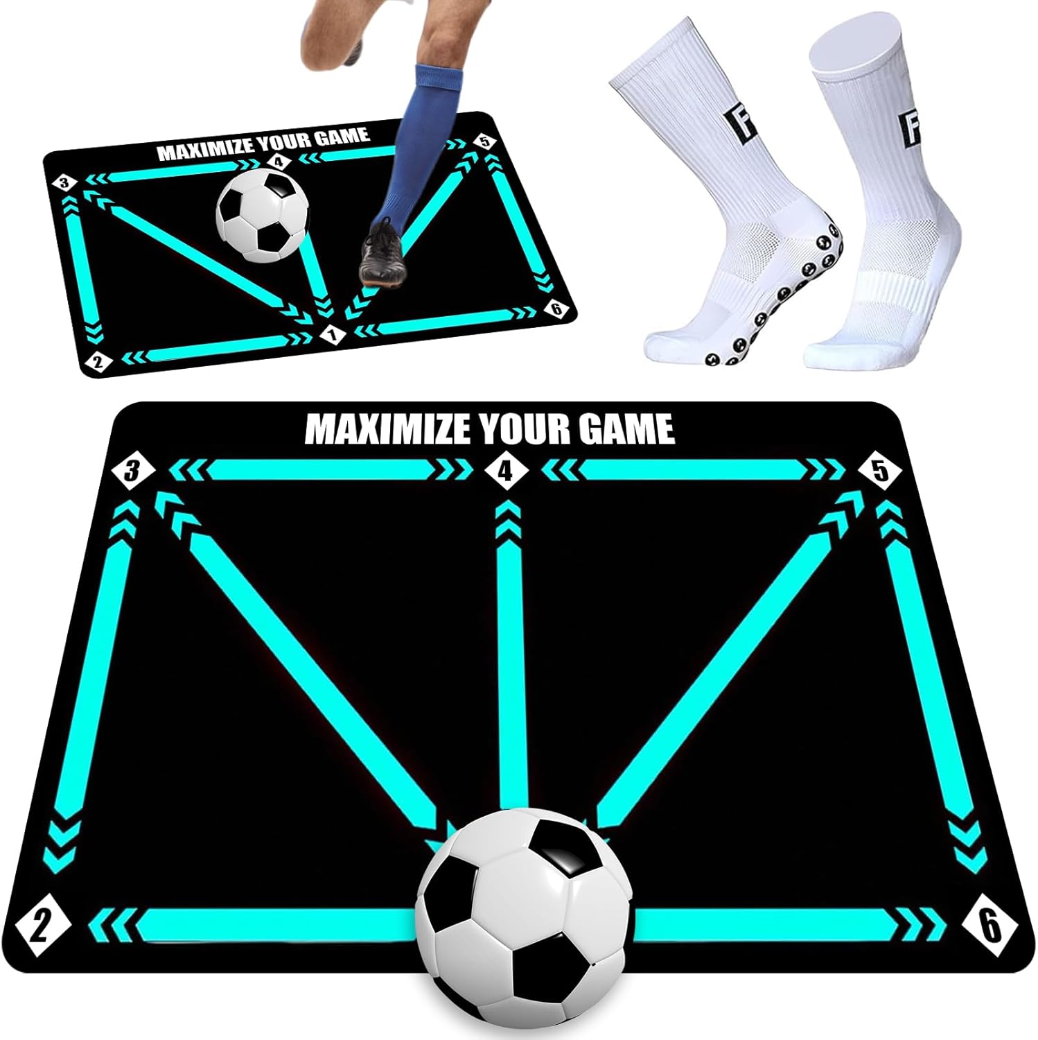 Fußballtrainingsmatte 90 X 60 Cm, Rutschfest, Für Dribbling- Und Fußkontrollübungen
