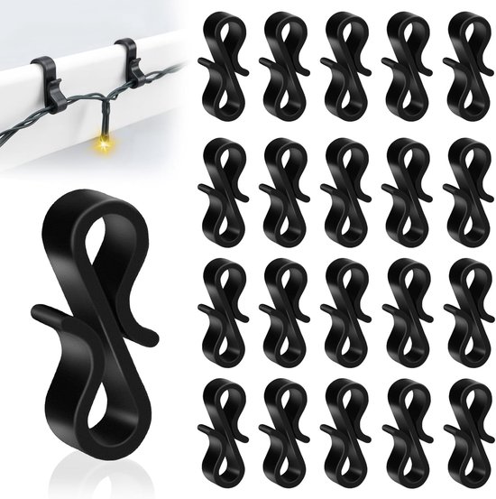 100 Mini-dachrinnenhaken Zum Aufhängen Von Weihnachtslichtern, Lichterketten, Clips Zur Befestigung An Dachschindeln Und Bäumen, Schwarz