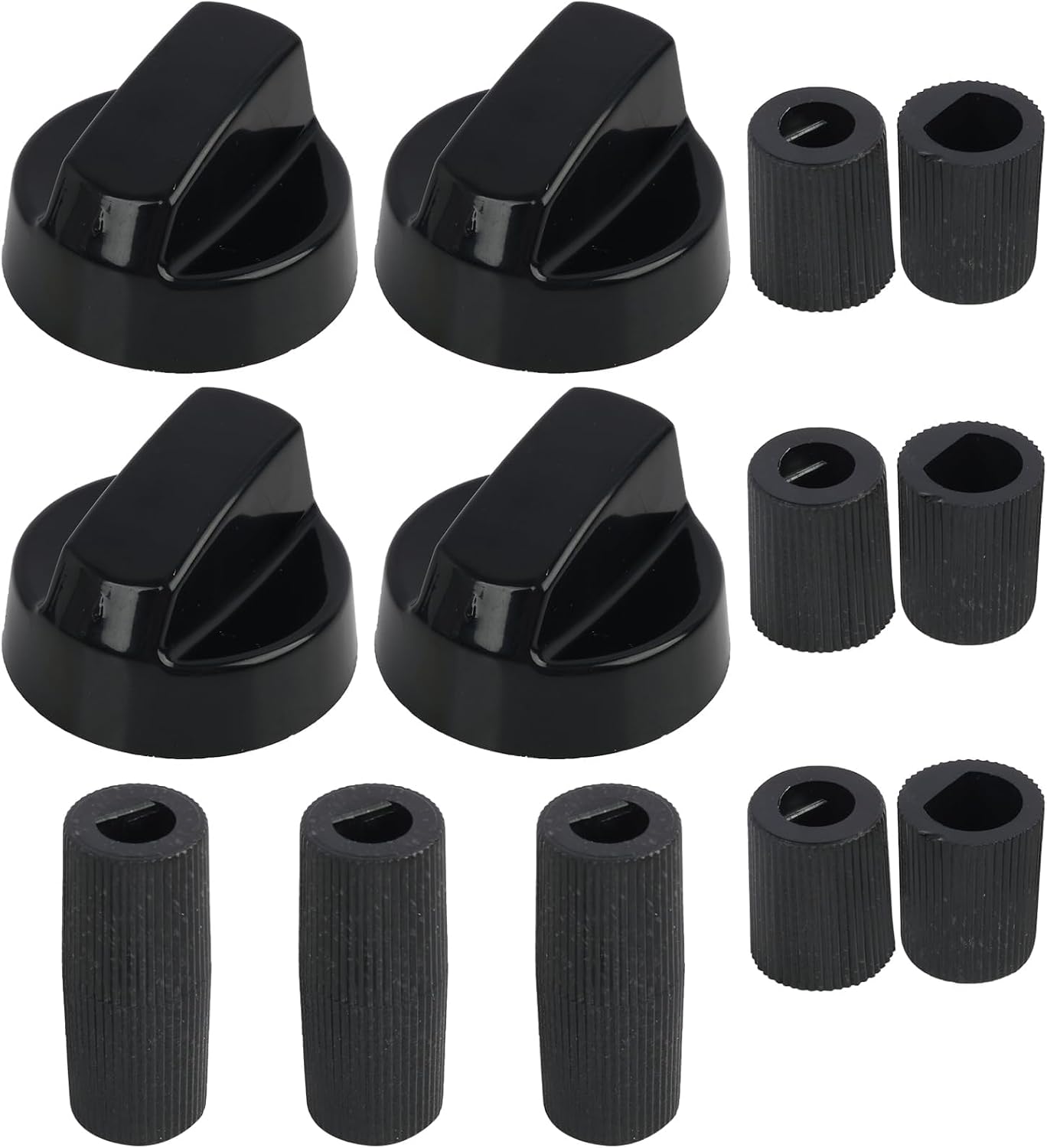 Universelle Bedienknöpfe Für Backöfen, Herde Und Kochfelder, Kompatibel Mit Einer Vielzahl Von Haushaltsgeräten, Schwarz, 4er-pack Mit 5 Adaptern Für Eine Schnelle Und Einfache Installation