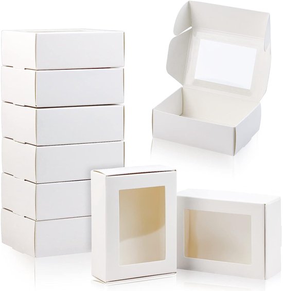 Geschenkverpackung – 20 Stück – Mit Sichtfenster – Maße: 8,5 X 6 X 3 Cm – Quadratisch – Geeignet Für Hochzeitsgeschenke Und Schmuckverpackungen – Weiß