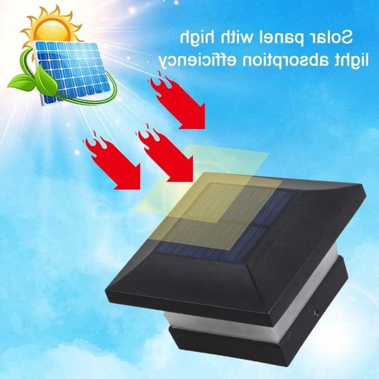 Solar-pfostenleuchte – Zaunbeleuchtung – Außenbeleuchtung – Automatische Ein-/ausschaltung – 15 X 15 X 9,4 Cm – Schwarz