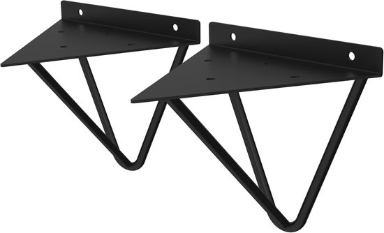 2 Stück Regalwinkel 160 Mm, Schwarz, Metall, Dreieckige Regalwinkel, Wandregalwinkel, Haarnadel-wandwinkel, Prismen-regalwinkel Zur Wandmontage