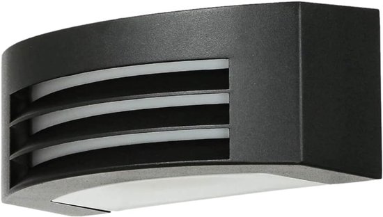 Außenwandleuchte Aus Aluminium Und Glas, Schwarz, Schutzart Ip44, Für Haustüren, 12,5 Cm Hoch, E27-fassung, Max. 60 W, Moderne Auf- Und Abwärtsbeleuchtung, Geeignet Für Den Außenbereich