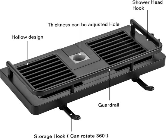 Duschablage – Duschregal – Ablage, Aufbewahrungsregal, Duschablage, Zum Aufhängen Ohne Bohren – 1 Stück – Schwarz – 12 Cm (t) X 27 Cm (b) X 5 Cm (h)