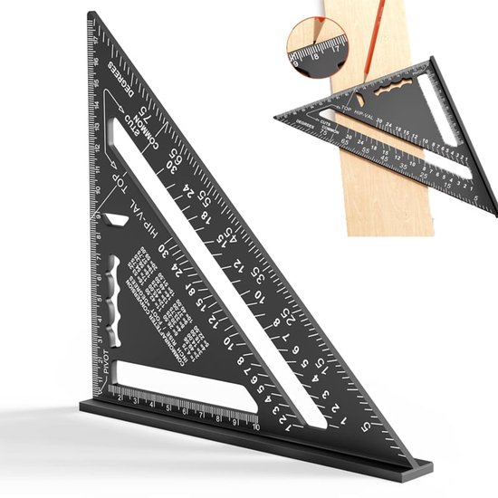Zimmermannswinkel Aluminiumlineal Dreieckiger Zimmermannswinkel 45 90 Grad Verdickt Hochpräzises Messwerkzeug Für Zimmerleute Dachdecker Schwarz