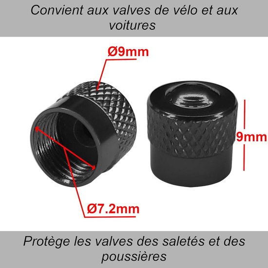 10x Aluminium-ventilkappen – Schrader-ventilkappen Für Fahrräder, Roller, Motorräder, Autos, Quads, Scooter – Schwarz