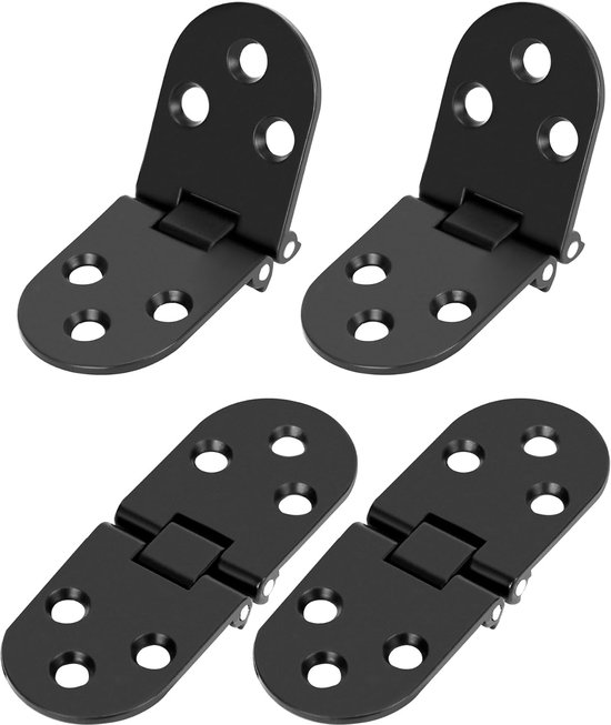 Schwarzes Klappscharnier, 180° Drehbar – Zinklegierung – Klapptische, Schränke, Werkzeugkästen – 4er-set