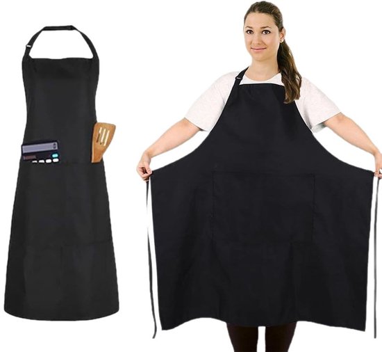 Diese Schwarze Einteilige Schürze Mit Zwei Taschen Ist Unisex Und Verstellbar Und Eignet Sich Für Restaurants Grillfeste Küchen Geschäfte Kneipen