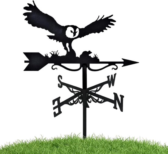 Wetterfahne Aus Metall Mit Fliegender Eulensilhouette Dekorativer Wetteranzeiger Für Garten Dach Und Außenbereich Schwarz Geeignet Für Alle Ideal