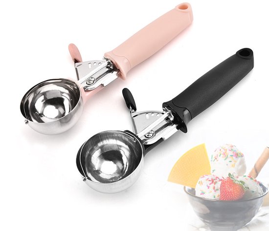 Schwarzer Eisportionierer Aus Aluminium Mit Antihaftbeschichtung – 18,5 Cm, 4 Cm Kopf, Für Hartes Eis Und Desserts