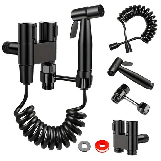 Handbrause-set Für Toiletten Mit Edelstahl-sprühpistole Zur Reinigung Der Dusche, Zubehör Für Die Persönliche Hygiene – Schwarz