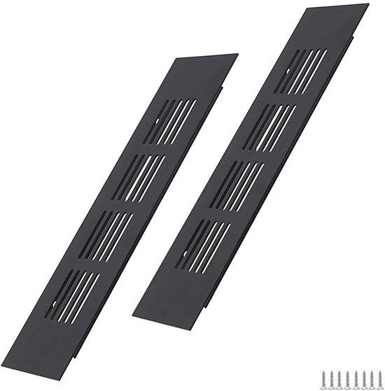 Dailygoods – Lüftungsgitter 200 X 50 Mm, Schwarz, Aluminium, 2-teilig – Einfache Montage – Wartungsarm – Effiziente Belüftung – Luftgitter