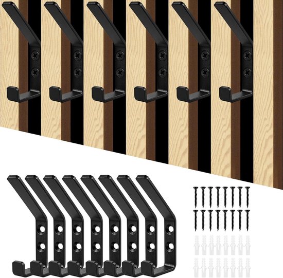 Doppelte Wandhaken Für Akustikpaneele, Schwarzes Metall – 8er-set