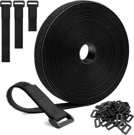 Verstellbare Kabelbinder, Schwarz, 10 M X 2 Cm – Wiederverwendbar Und Zuschneidbar