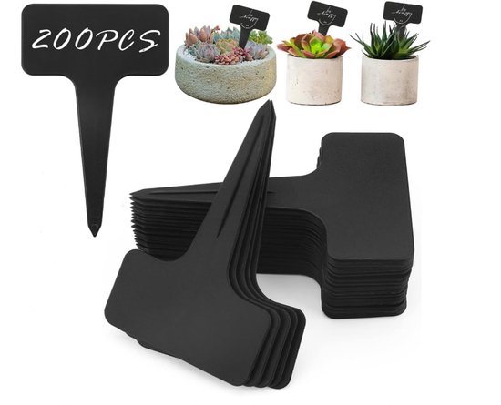 T-förmige Pflanzenstecker Aus Kunststoff Schwarz 200 Stück Wasserfeste Gartenstecker 10 Cm Für Sukkulenten Kräuter Blumen Setzlinge Gewächshaus