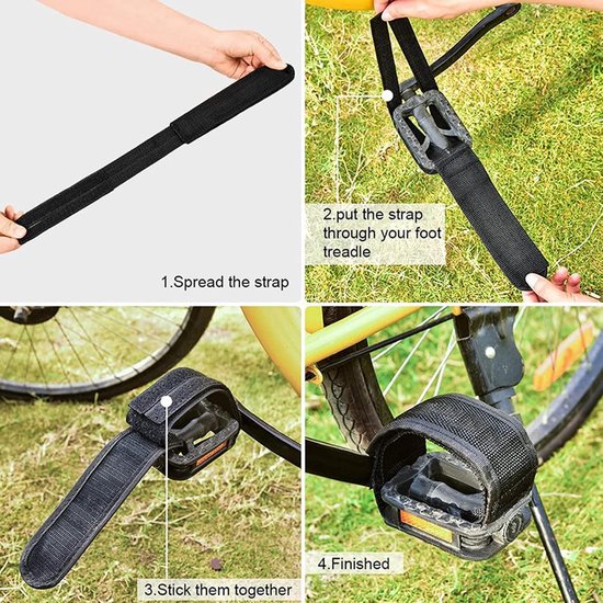 Paar Schwarze Nylon-fahrradpedalriemen – Pedalriemen – Beam Foot – Rennradpedale – Nylonriemenverschluss – Universal-zehenclips – Verstellbar