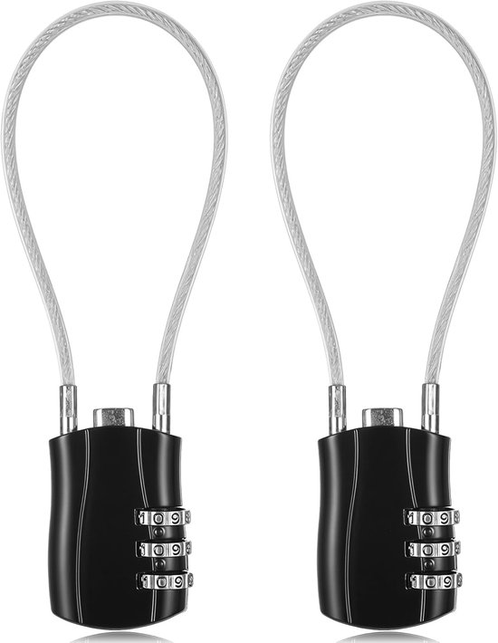 2er-pack Gepäckschlösser – Schloss – Zahlenschloss – Vorhängeschloss – Wasserdichte Tresorschlösser – Edelstahl – Schwarz
