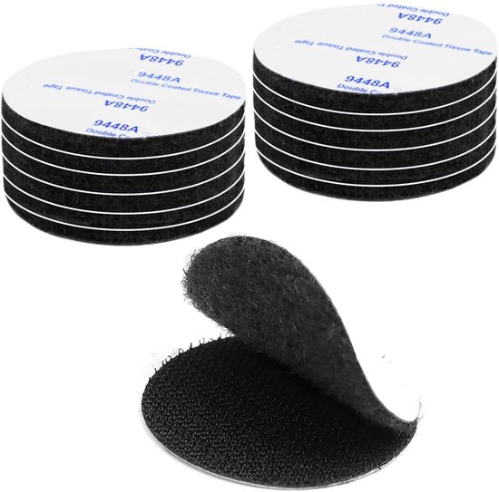 Extra Starke, Doppelseitige Selbstklebepads – 12 Wiederverwendbare, Runde Klebestreifen (schwarz), 5 Cm Durchmesser, Für Verschiedene Anwendungen