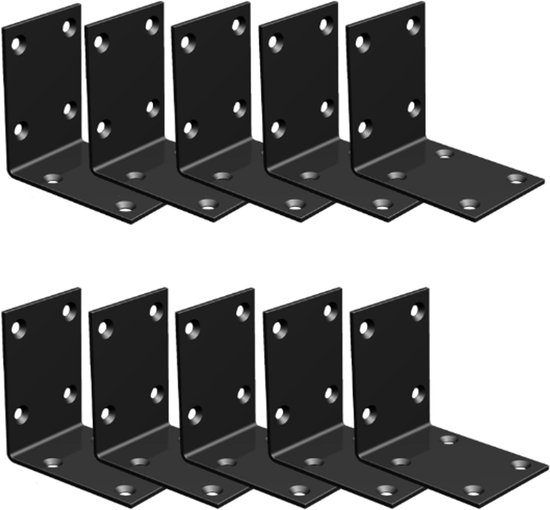 10 Stück Eckwinkel Eckverbinder Winkelverbindung Schwarz Metall Rechtwinklige Regalträger 70 50 2 Mm Quadratisch Industrieregalträger Schrauben