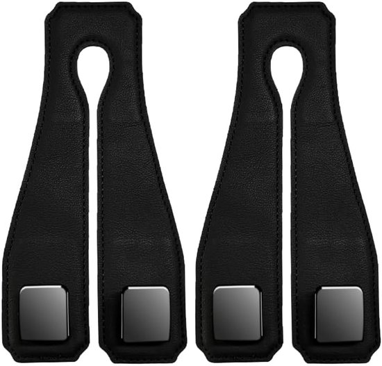 2er-pack Verbesserte Autotaschenhaken – Premium-kopfstützenhaken Aus Leder Mit Metallhaken, Auto-organizer Für Die Rückbank (schwarz)