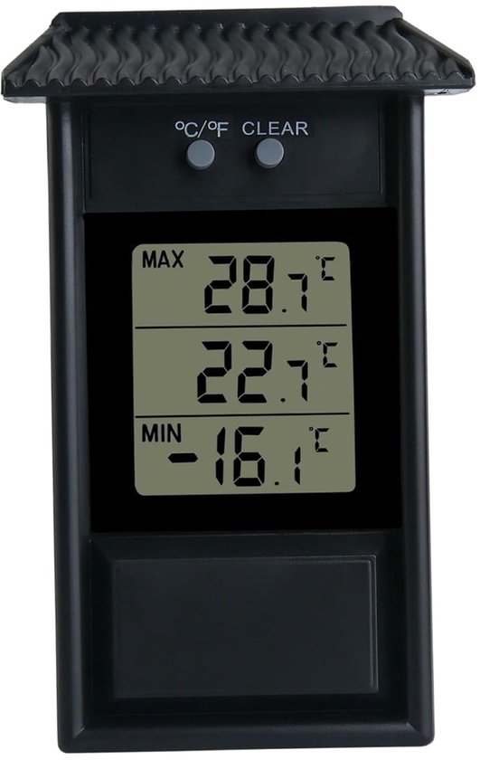 Digitales Thermometer Für Höchst- Und Tiefsttemperatur, Geeignet Für Den Innen- Und Außenbereich, Zeigt Die Aktuelle Temperatur An, Wetterfest, Weiß