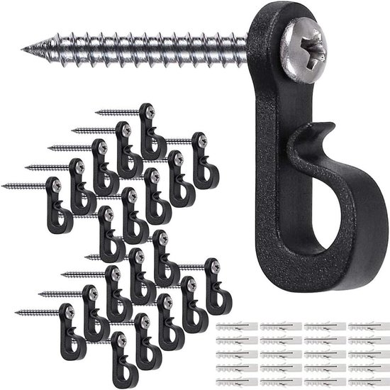 Q-förmige Haken – 20 Stück – Mit Kreuzschlitzschrauben – Robust Und Langlebig – Schwarz