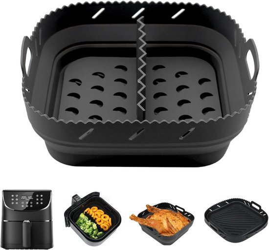 Silikon-backform Für Heißluftfritteusen - Geeignet Für 55 L Und 62 L - Zubehör Mit Trennwänden - Heißluftfritteusen-zubehör - Schwarz.