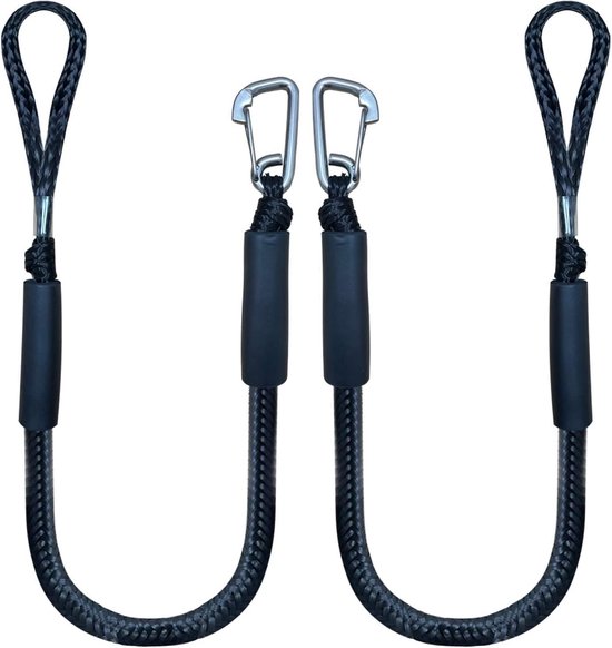 Bungee-festmacherleine Mit Schwarzem Ankerseil Und Haken Für Boote, 1,2 M (4 Fuß), 2er-pack, Schwarz