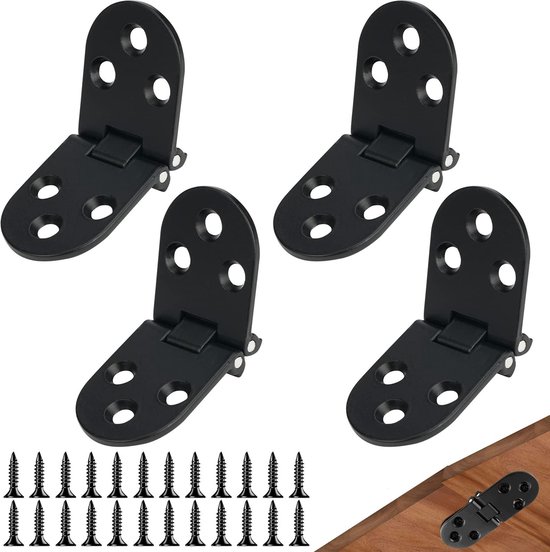 Store7 – Scharniere – Klappscharnier-set (4 Stück) – Schwarz – Türscharnier – Geeignet Für Schränke Und Klapptische – 180° Verstellbar